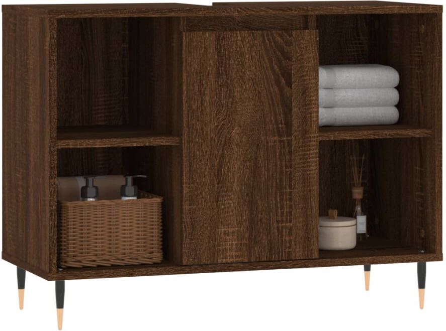 VIDAXL Badkamerkast 80x33x60 cm bewerkt hout bruin eikenkleur - Foto 1