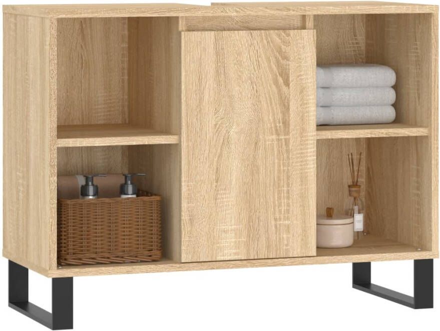 VIDAXL Badkamerkast 80x33x60 cm bewerkt hout sonoma eikenkleurig - Foto 2