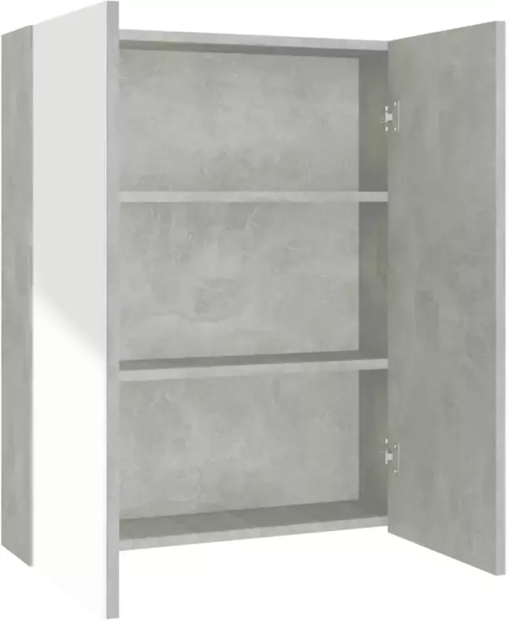 VIDAXL Badkamerkast met spiegel 60x15x75 cm MDF betongrijs