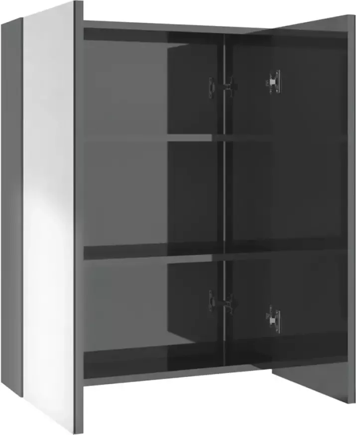 VIDAXL Badkamerkast met spiegel 60x15x75 cm MDF glanzend grijs