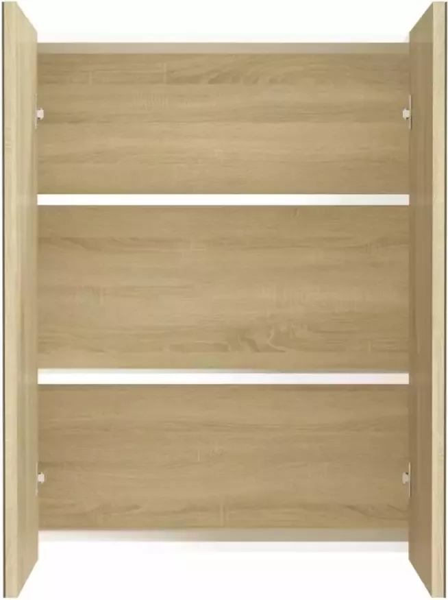 VIDAXL Badkamerkast met spiegel 60x15x75 cm MDF wit en eikenkleurig - Foto 2