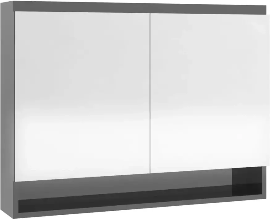 VIDAXL Badkamerkast met spiegel 80x15x60 cm MDF glanzend grijs - Foto 1