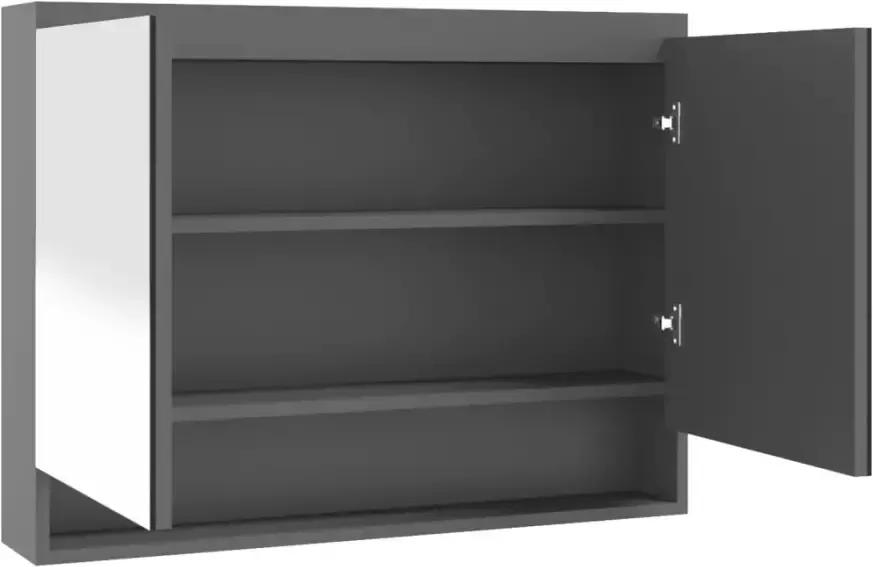 VidaXL Badkamerkast met spiegel 80x15x60 cm MDF grijs - Foto 3