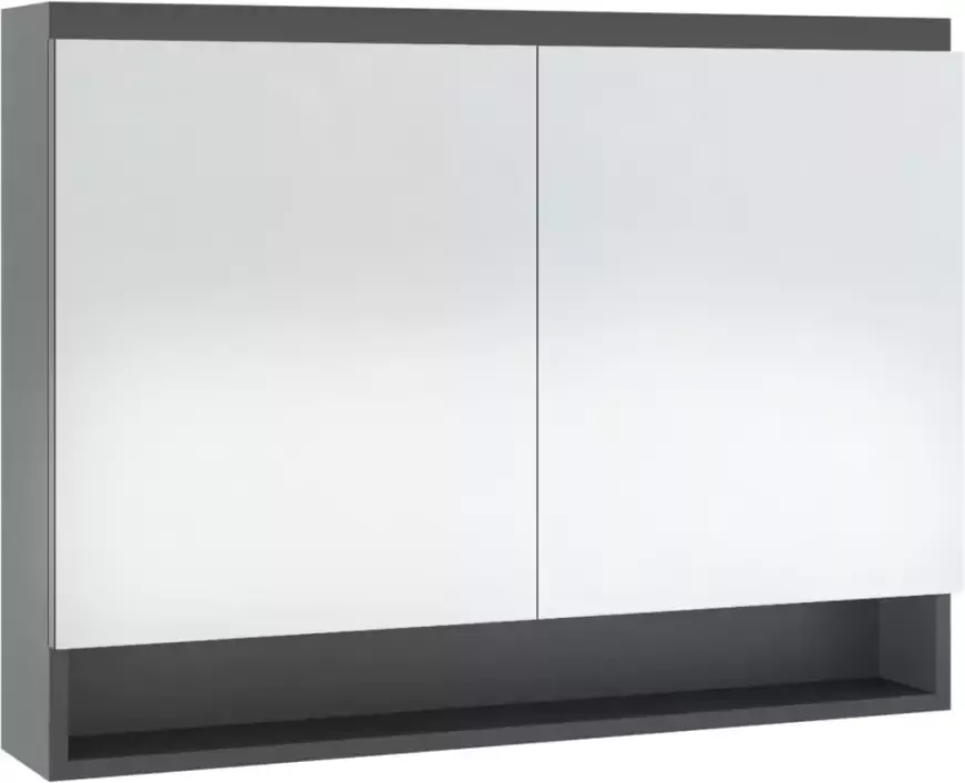 VIDAXL Badkamerkast met spiegel 80x15x60 cm MDF grijs