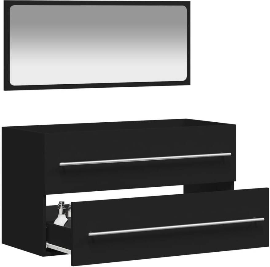 VIDAXL Badkamerkast met spiegel bewerkt hout zwart - Foto 1