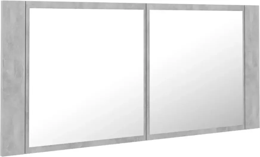 VIDAXL Badkamerkast met spiegel en LED 100x12x45 cm acryl betongrijs - Foto 2