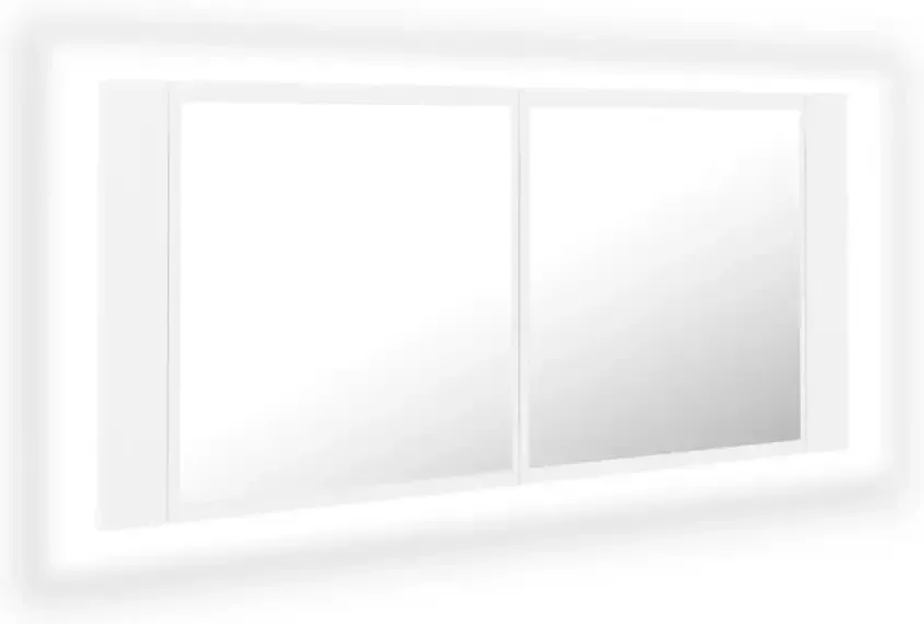 VIDAXL Badkamerkast met spiegel en LED 100x12x45 cm acryl wit - Foto 2