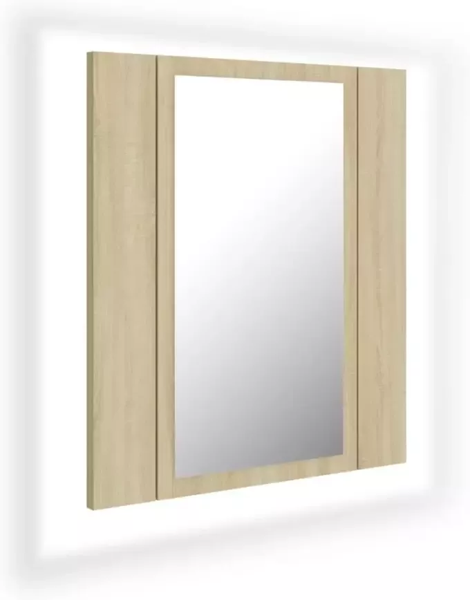 VIDAXL Badkamerkast met spiegel LED 40x12x45 acryl sonoma eikenkleurig