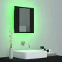 VIDAXL Badkamerkast met spiegel en LED 40x12x45 cm acryl zwart - Thumbnail 4
