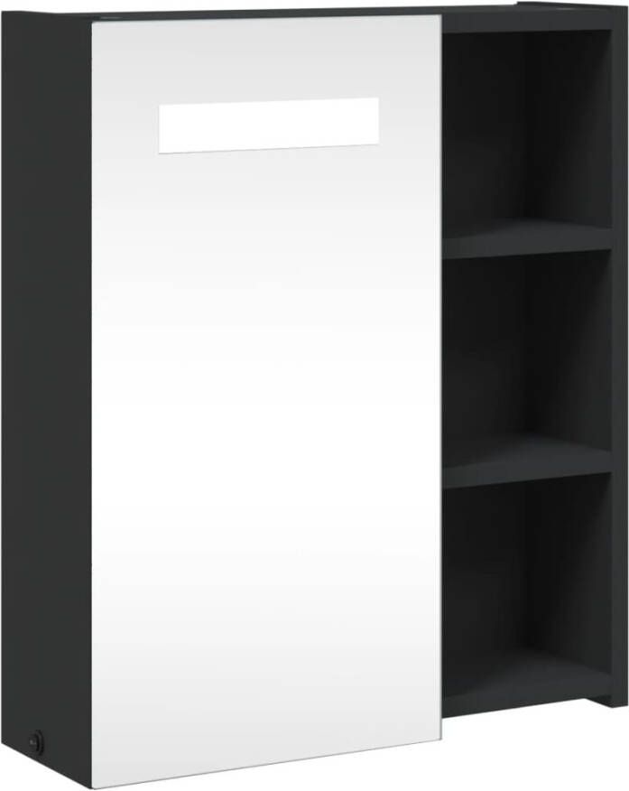 VIDAXL Badkamerkast met spiegel en LED 45x13x52 cm zwart - Foto 2