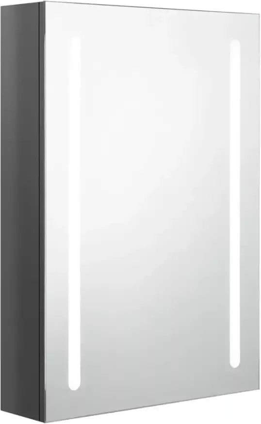 VIDAXL Badkamerkast met spiegel en LED 50x13x70 cm glanzend grijs - Foto 2