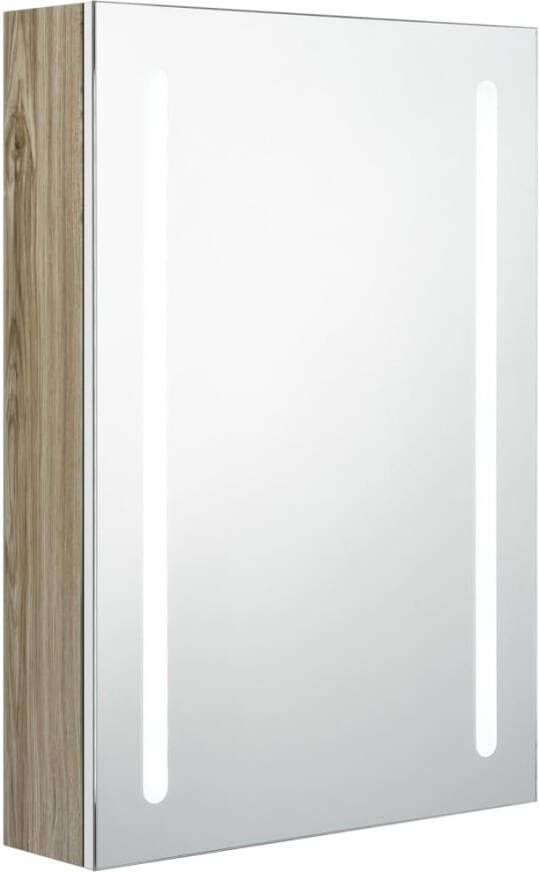 VIDAXL Badkamerkast met spiegel en LED 50x13x70 cm wit en eikenkleurig - Foto 2