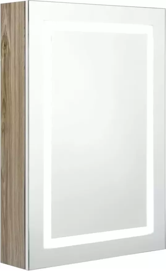 VIDAXL Badkamerkast met spiegel en LED 50x13x70 cm wit en eikenkleurig - Foto 2