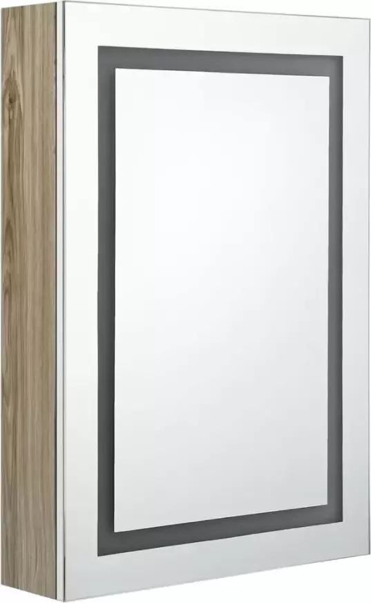 VIDAXL Badkamerkast met spiegel en LED 50x13x70 cm wit en eikenkleurig - Foto 3