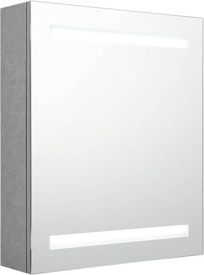 VIDAXL Badkamerkast met spiegel en LED 50x14x60 cm betongrijs - Foto 2