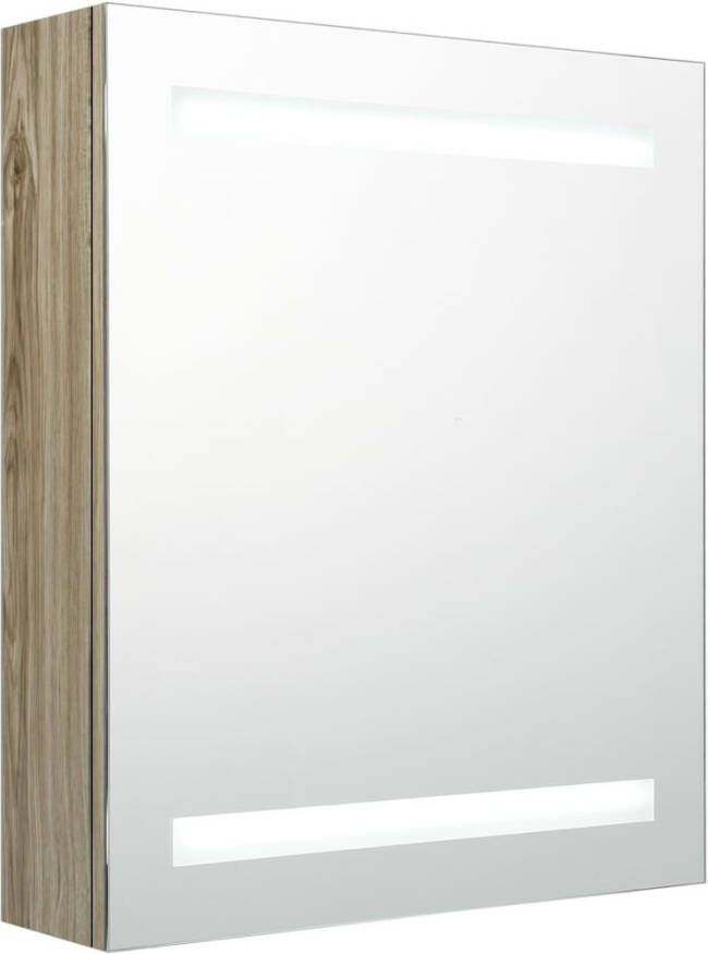 VIDAXL Badkamerkast met spiegel en LED 50x14x60 cm eikenkleurig - Foto 3