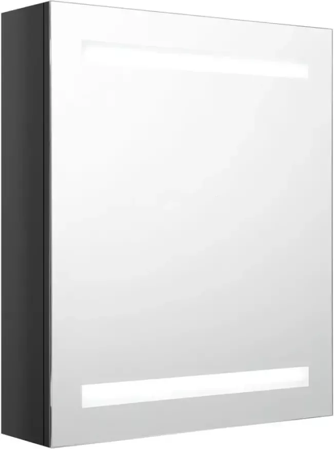 VIDAXL Badkamerkast met spiegel en LED 50x14x60 cm glanzend zwart - Foto 2
