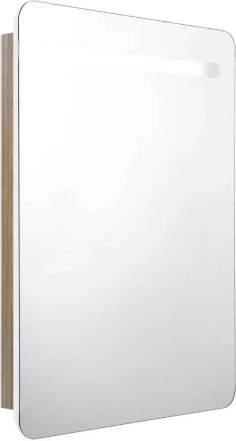 VIDAXL Badkamerkast met spiegel en LED 60x11x80 cm wit en eikenkleurig - Foto 3