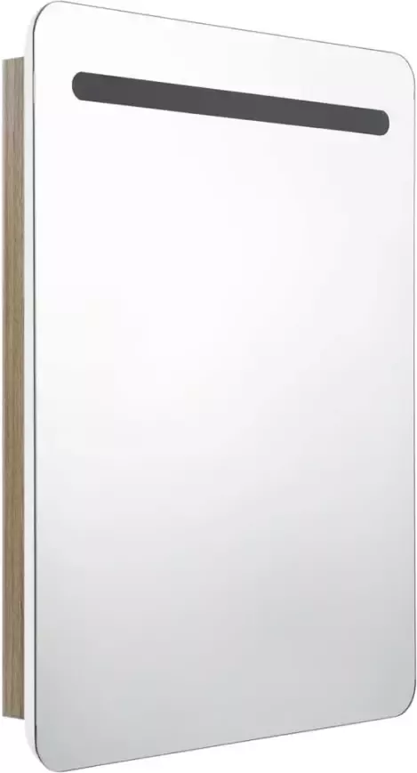 VIDAXL Badkamerkast met spiegel en LED 60x11x80 cm wit en eikenkleurig - Foto 2