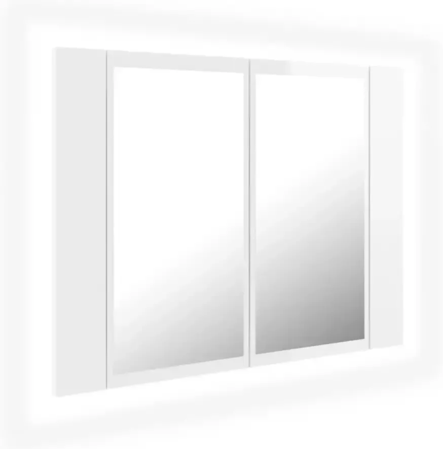 VIDAXL Badkamerkast met spiegel en LED 60x12x45 cm acryl hoogglans wit - Foto 1