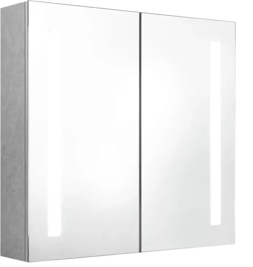 VIDAXL Badkamerkast met spiegel en LED 62x14x60 cm betongrijs - Foto 1