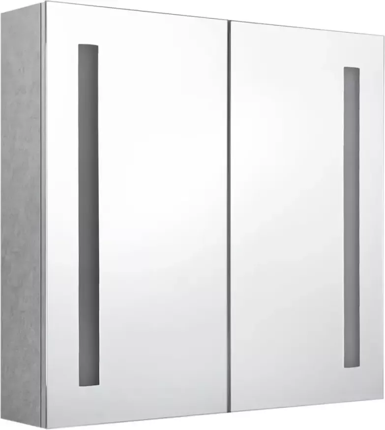 VIDAXL Badkamerkast met spiegel en LED 62x14x60 cm betongrijs - Foto 2