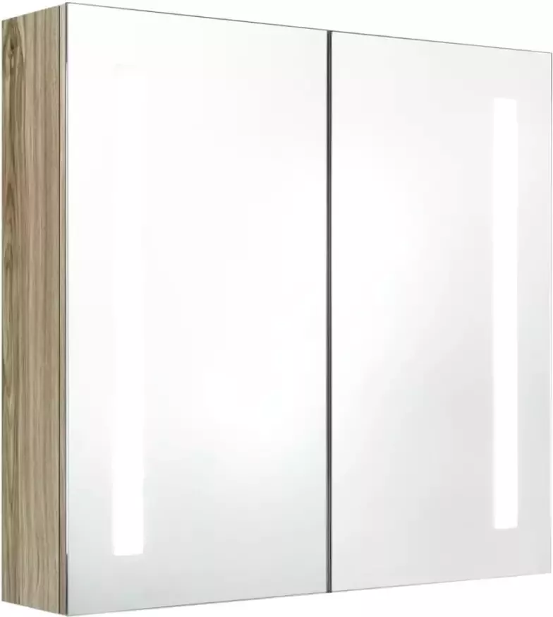 VIDAXL Badkamerkast met spiegel en LED 62x14x60 cm eikenkleurig - Foto 2