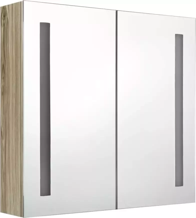 VIDAXL Badkamerkast met spiegel en LED 62x14x60 cm eikenkleurig - Foto 3