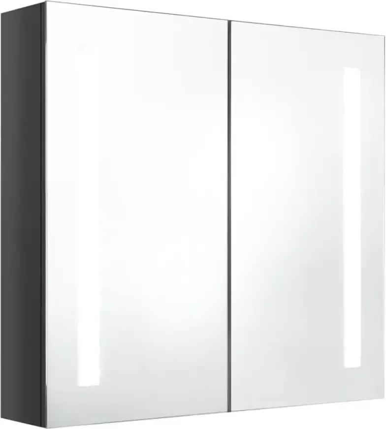 VIDAXL Badkamerkast met spiegel en LED 62x14x60 cm glanzend grijs - Foto 2