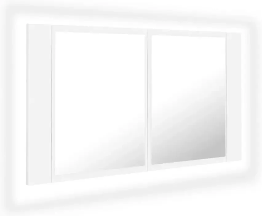 VIDAXL Badkamerkast met spiegel en LED 80x12x45 cm acryl wit - Foto 2