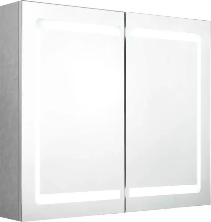 VIDAXL Badkamerkast met spiegel en LED 80x12x68 cm betongrijs - Foto 1