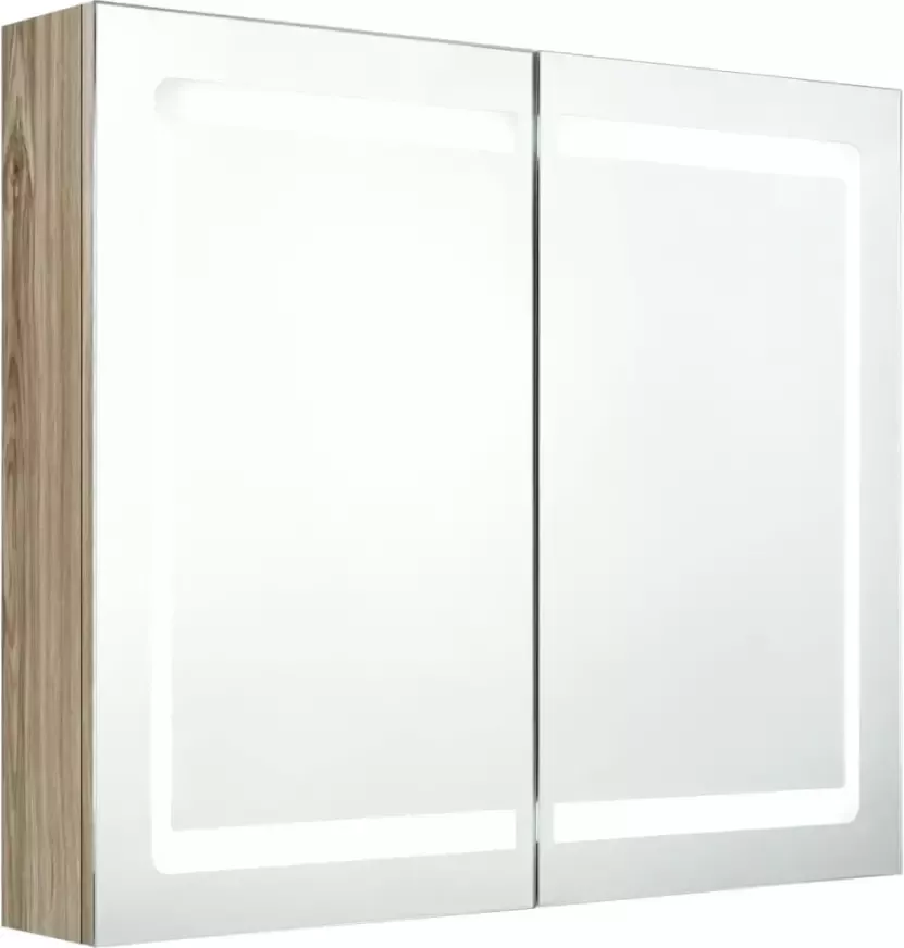 VIDAXL Badkamerkast met spiegel en LED 80x12x68 cm eikenkleurig - Foto 2