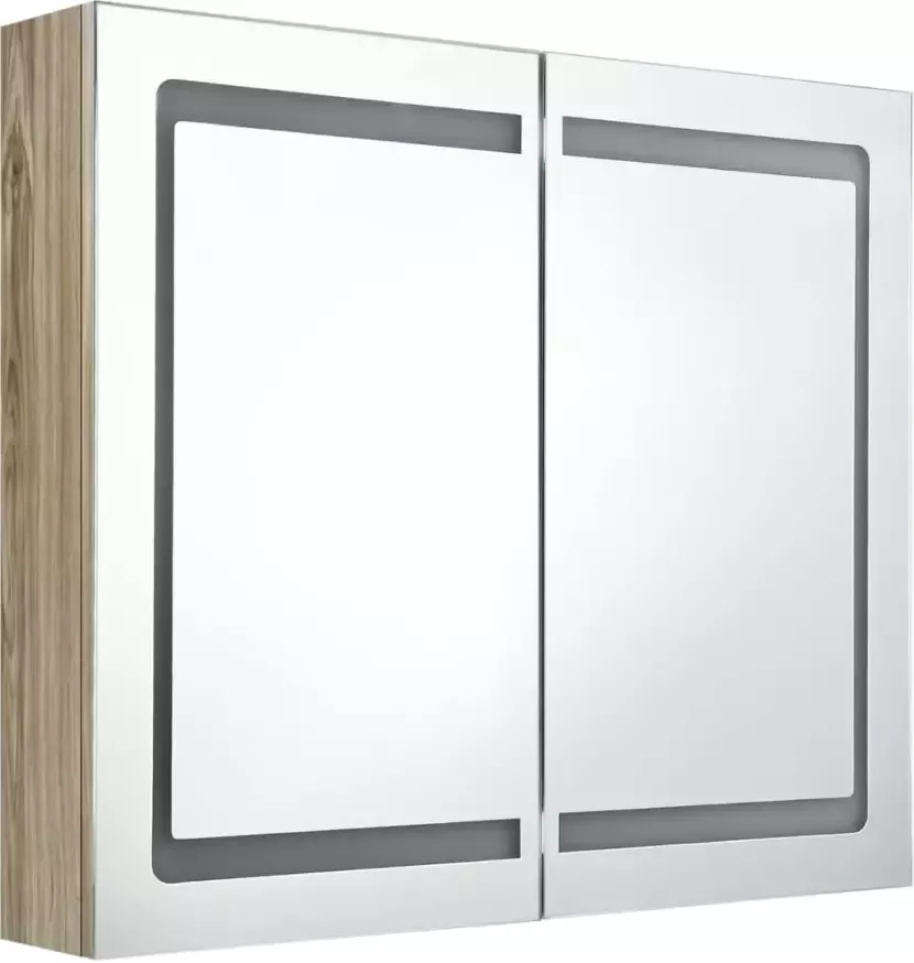 VIDAXL Badkamerkast met spiegel en LED 80x12x68 cm eikenkleurig - Foto 1