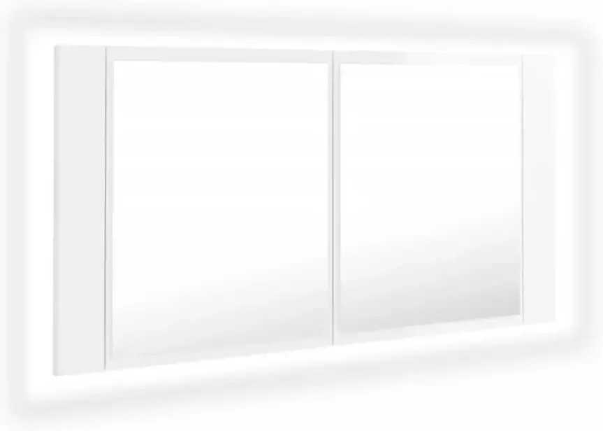 VIDAXL Badkamerkast met spiegel en LED 90x12x45 cm acryl hoogglans wit - Foto 2