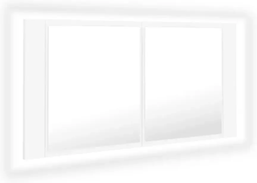 VIDAXL Badkamerkast met spiegel en LED 90x12x45 cm acryl wit - Foto 1