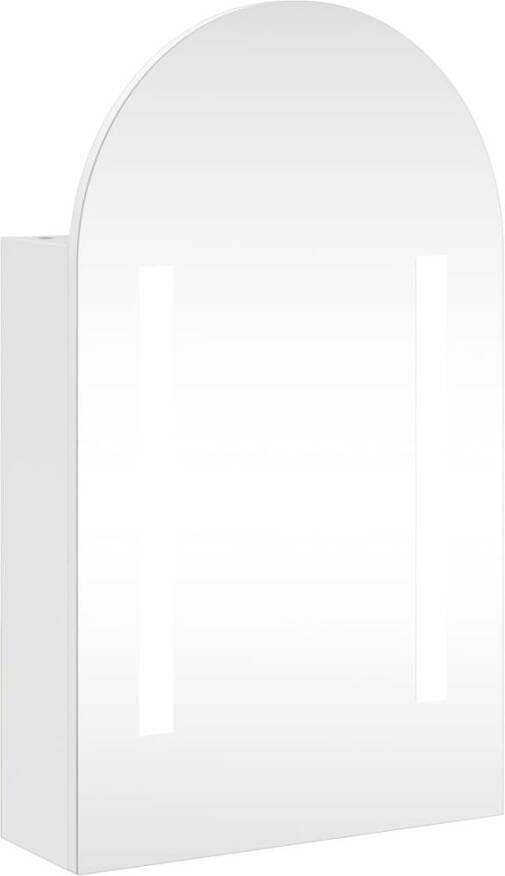 VIDAXL Badkamerkast met spiegel en LED gebogen 42x13x70 cm wit