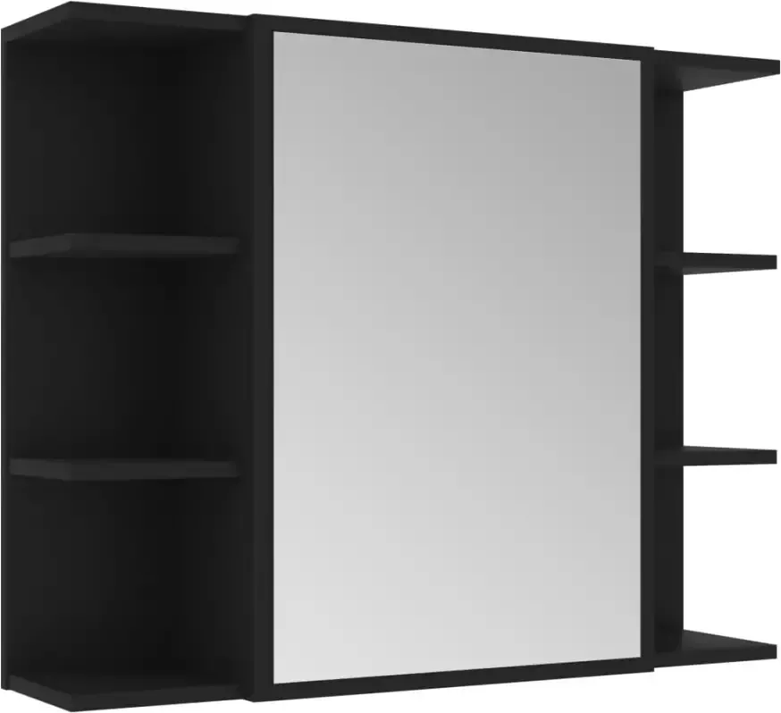 VIDAXL Badkamerspiegelkast 80x20 5x64 cm bewerkt hout zwart - Foto 3
