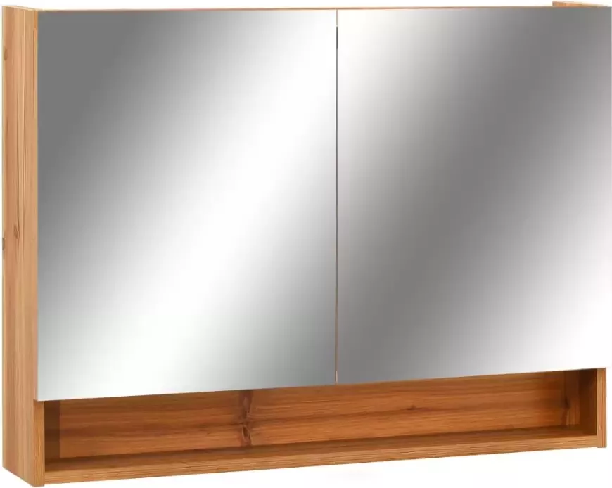 VIDAXL Badkamerspiegelkast LED 80x15x60 cm MDF eikenkleurig - Foto 2