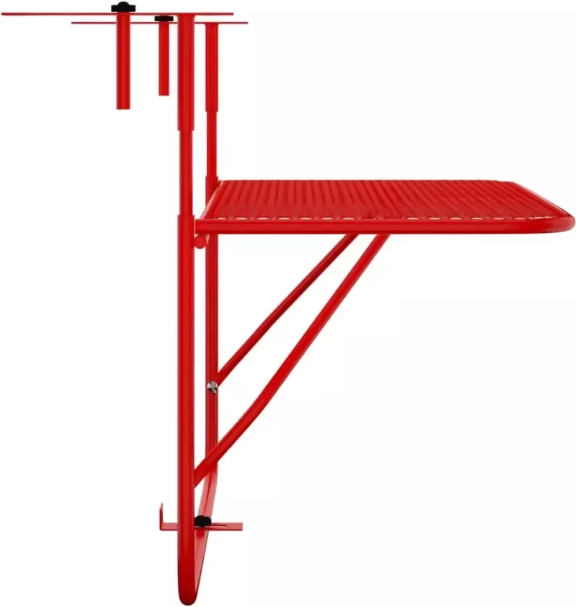 VIDAXL Balkontafel 60x40 cm staal rood