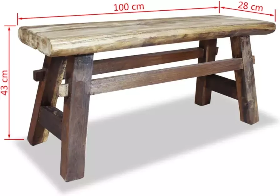 VidaXL -Bank-100x28x43-cm-massief-gerecycled-hout