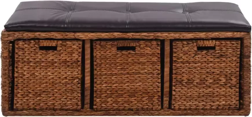 VidaXL -Bankje-met-3-manden-105x40x42-cm-zeegras-bruin - Foto 4