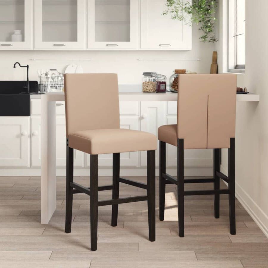 VidaXL -Barstoelen-2-st-massief-rubberhout-en-kunstleer