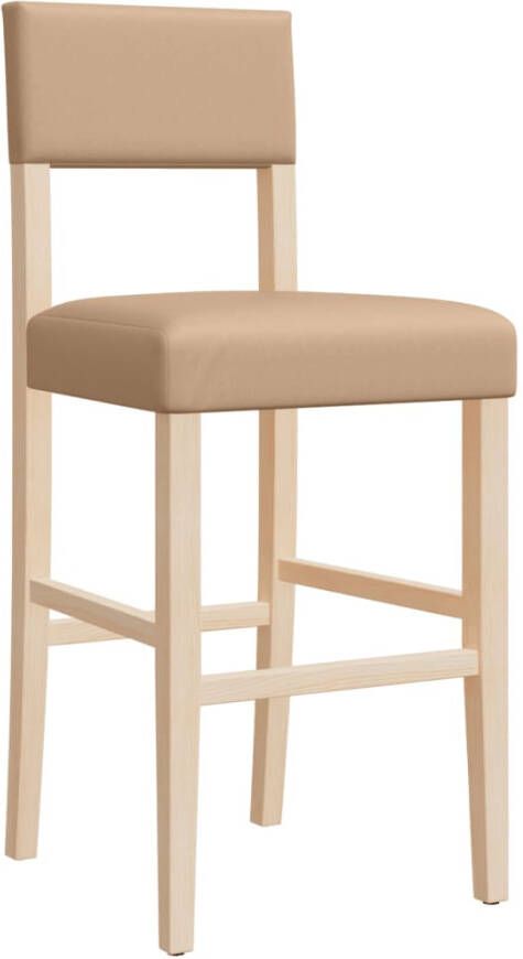 VidaXL -Barstoelen-2-st-massief-rubberhout-en-kunstleer