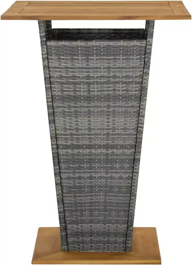 VIDAXL Bartafel 80x80x110 cm poly rattan en massief acaciahout grijs - Foto 3
