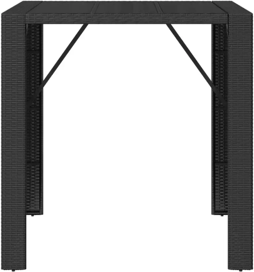 VIDAXL Bartafel met glazen blad 105x80x110 cm poly rattan zwart - Foto 2