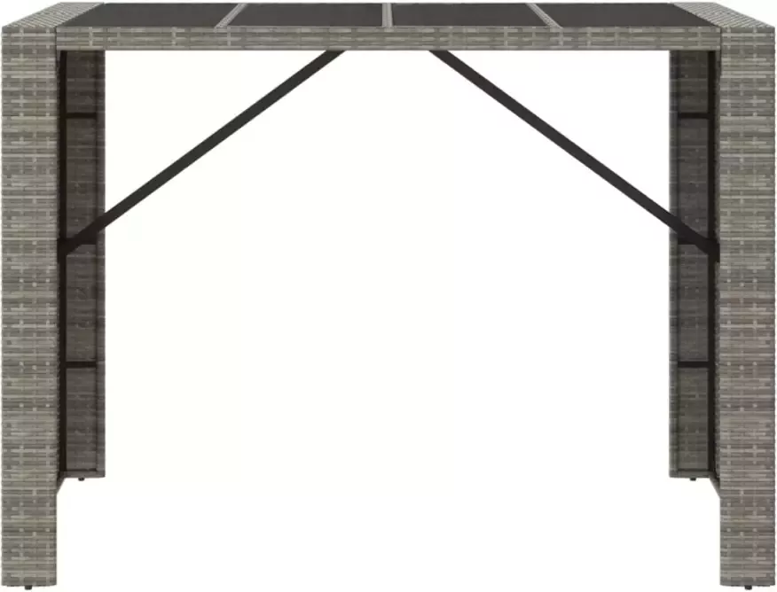 VIDAXL Bartafel met glazen blad 145x80x110 cm poly rattan grijs - Foto 2