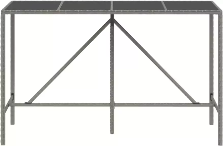 VIDAXL Bartafel met glazen blad 180x70x110 cm poly rattan grijs - Foto 2