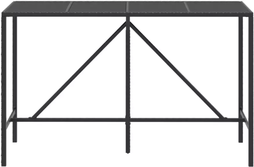 VIDAXL Bartafel met glazen blad 180x70x110 cm poly rattan zwart - Foto 2
