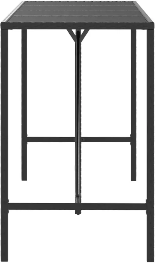 VIDAXL Bartafel met glazen blad 180x70x110 cm poly rattan zwart - Foto 3