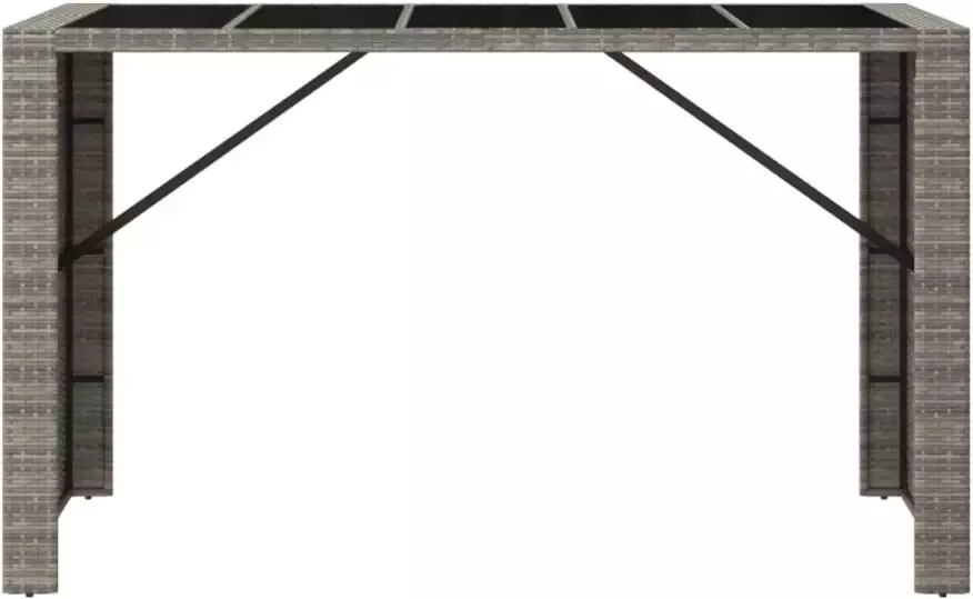 VIDAXL Bartafel met glazen blad 185x80x110 cm poly rattan grijs - Foto 3
